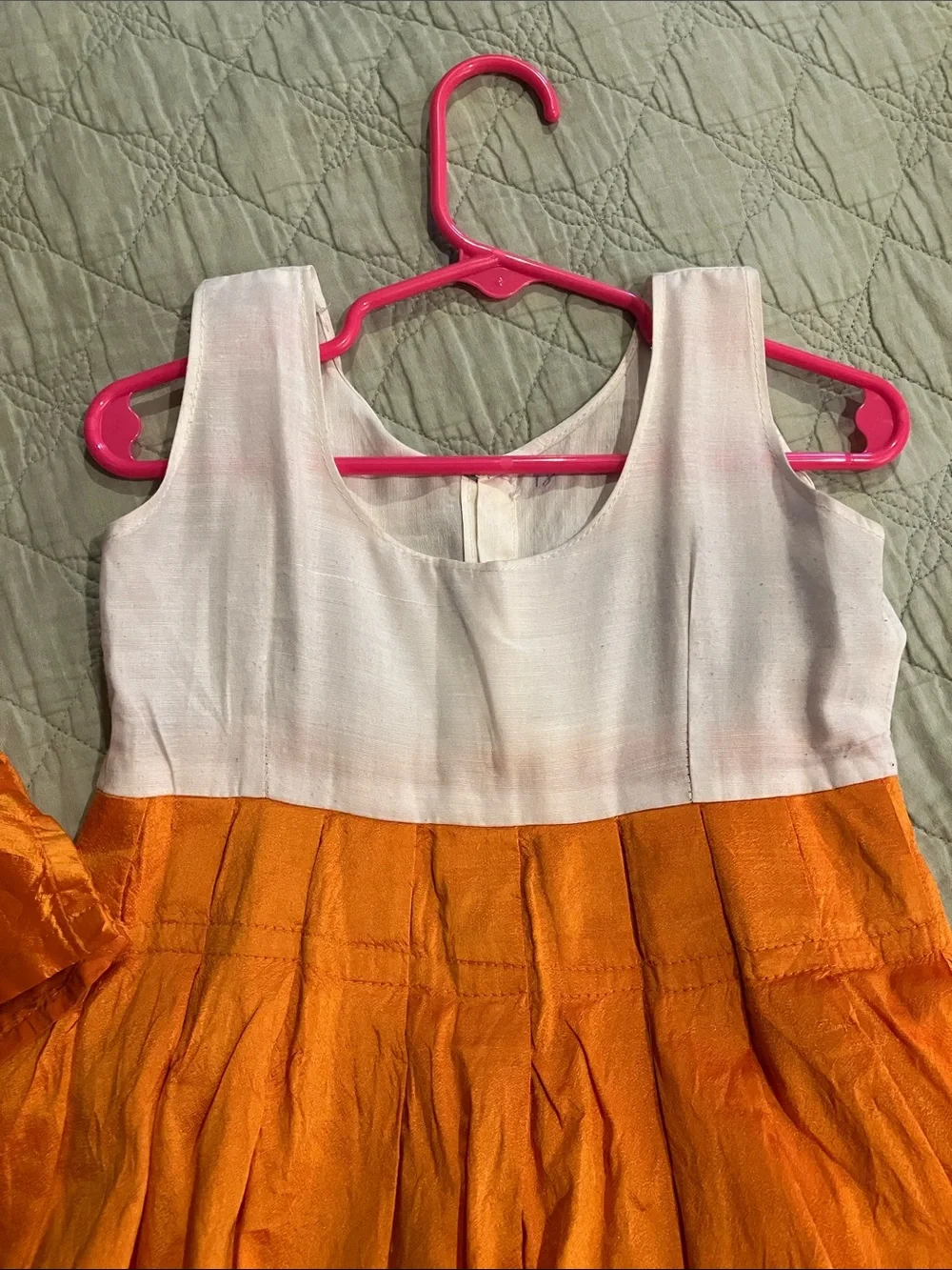 Handmade Orange silk, children's India dress - Size 4T